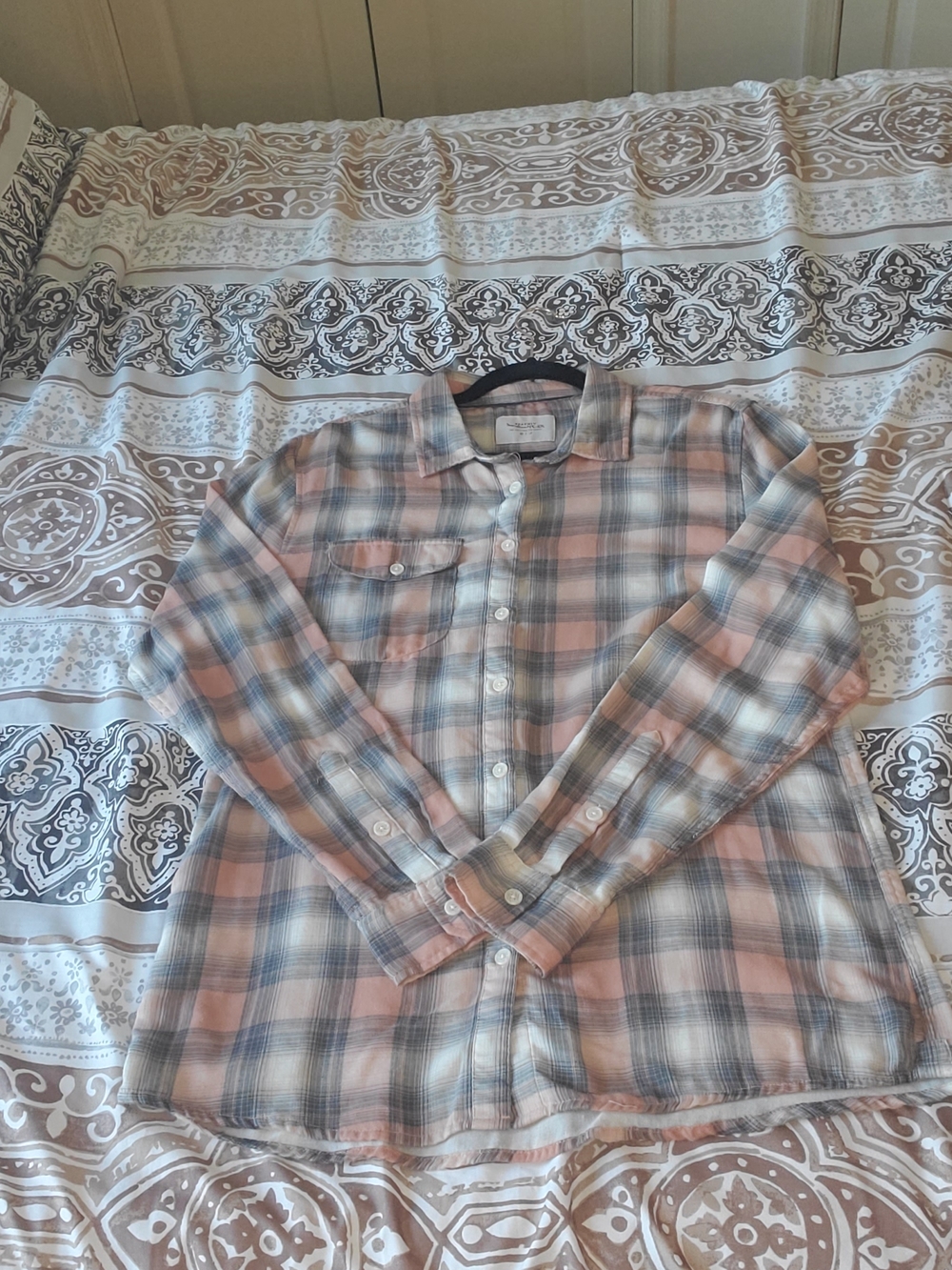 Cotton On Pink and Gray Plaid Button-Down Shirt